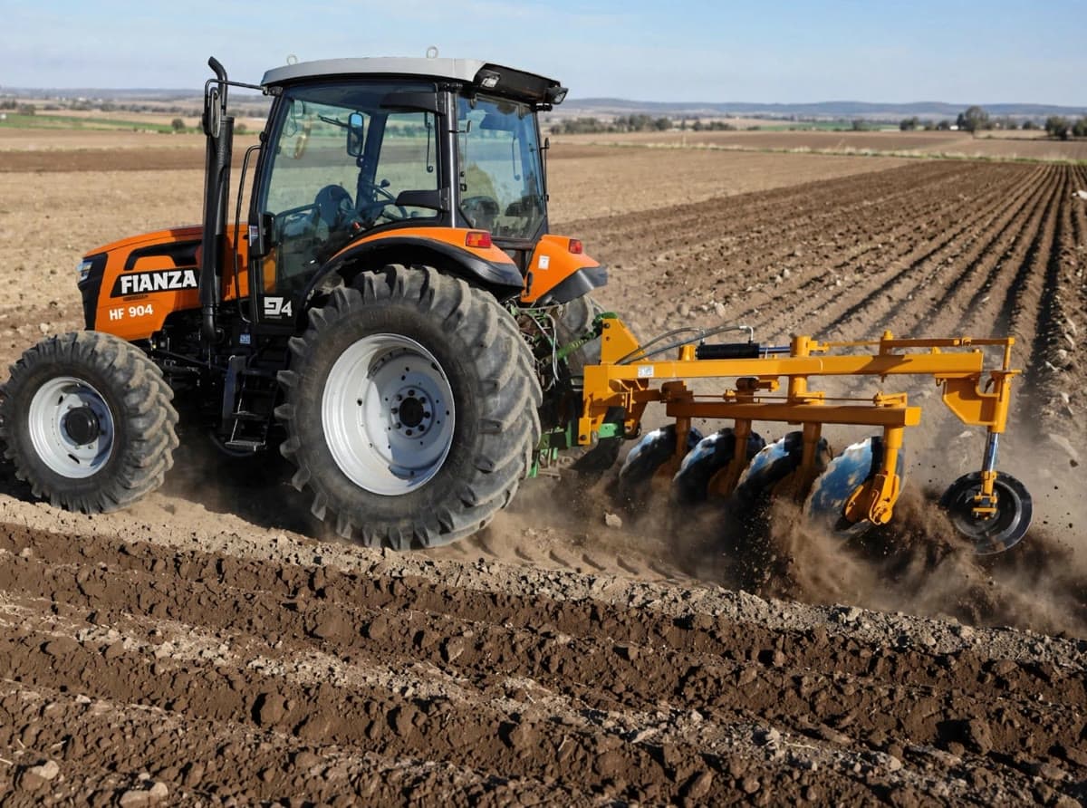 Tractor FIANZA HF 904 arando con rastra de discos — FIANZA ROME maquinaria agrícola Perú